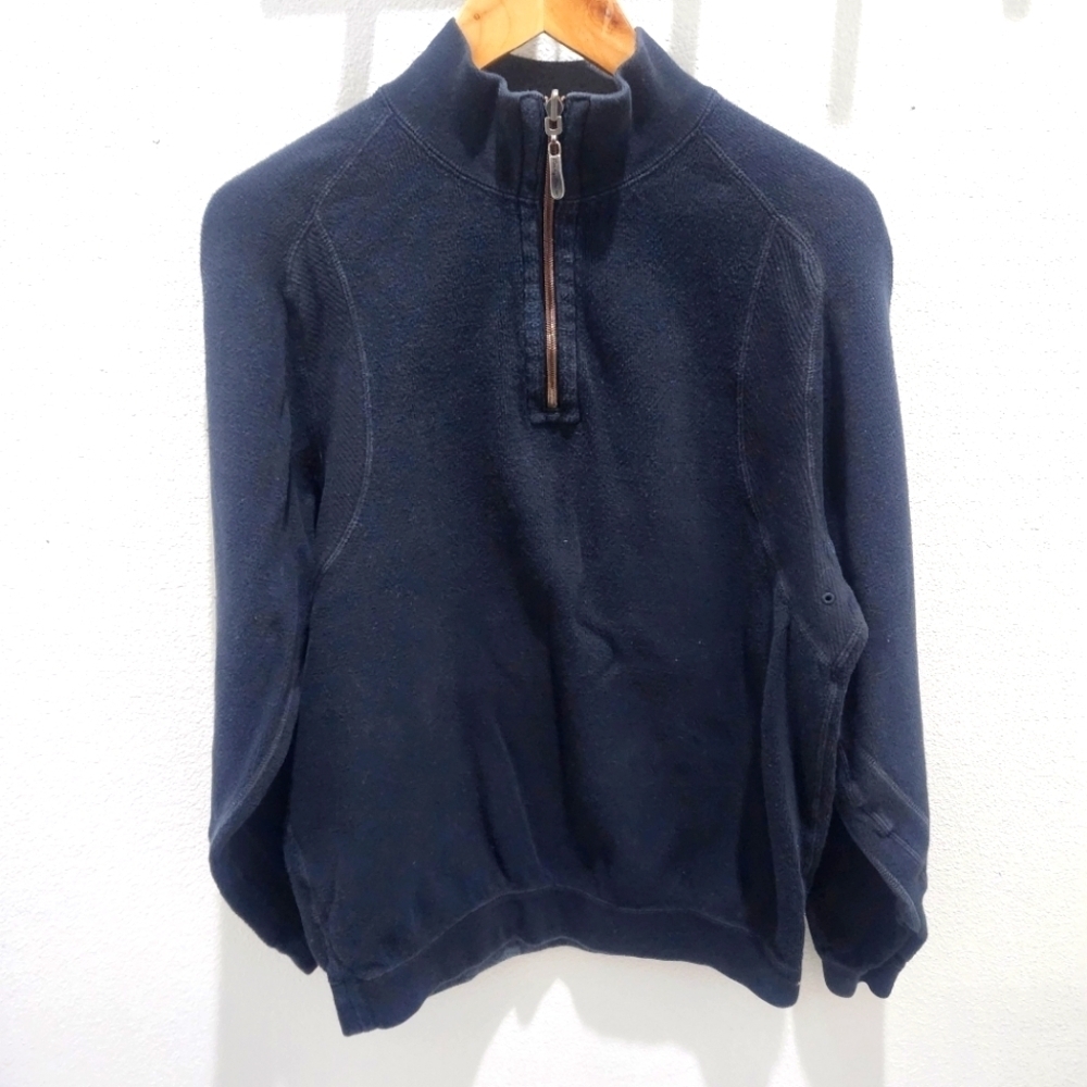 Tommy Bahama Men's Long Sleeve 1/4 Zip Pullover Sweater‎ Preppy Size S Black - Picture 2 of 8